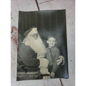 Vintage Black And White Photo Of Boy And Santa Christmas Photo